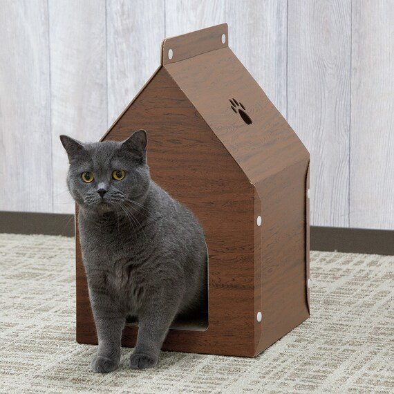 出所：ニトリ公式通販 ニトリネット にゃんはうす 爪とぎ付き(木目 ミドルブラウン)