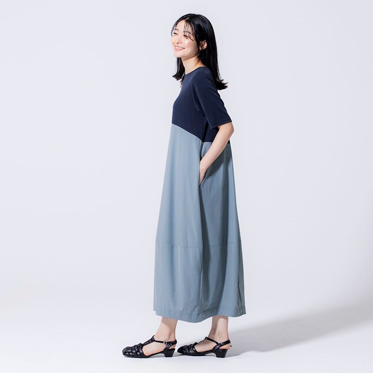 コクーンシルエットコンビワンピース