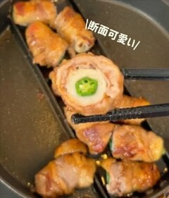 新婚の妻が夫に作る【オクラちくわの豚巻き弁当】オクラの断面が可愛い！30分で作ったとは思えない仕上がり