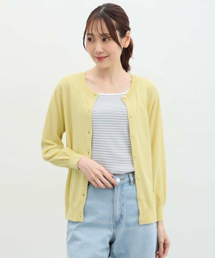 ハニーズ公式　8分袖変わり釦カーデ