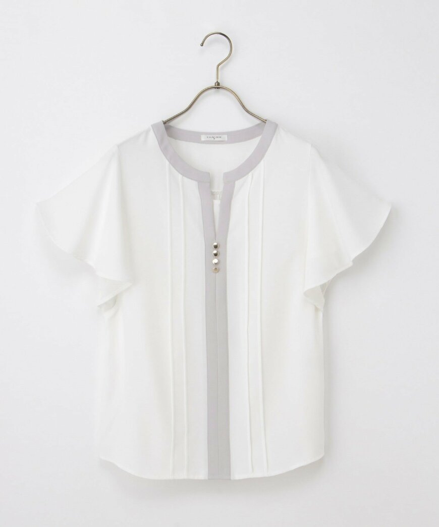 出所：ハニーズ公式　配色ピンタックブラウス