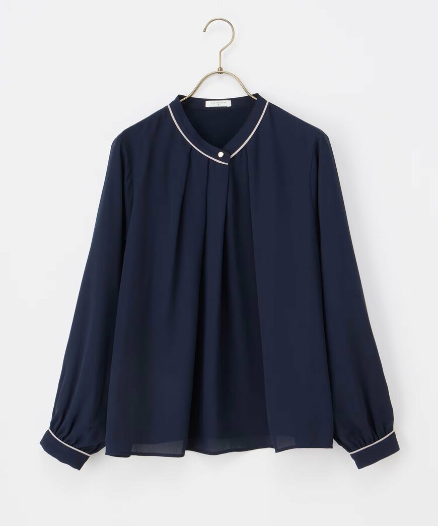 あったか裏地配色ブラウス