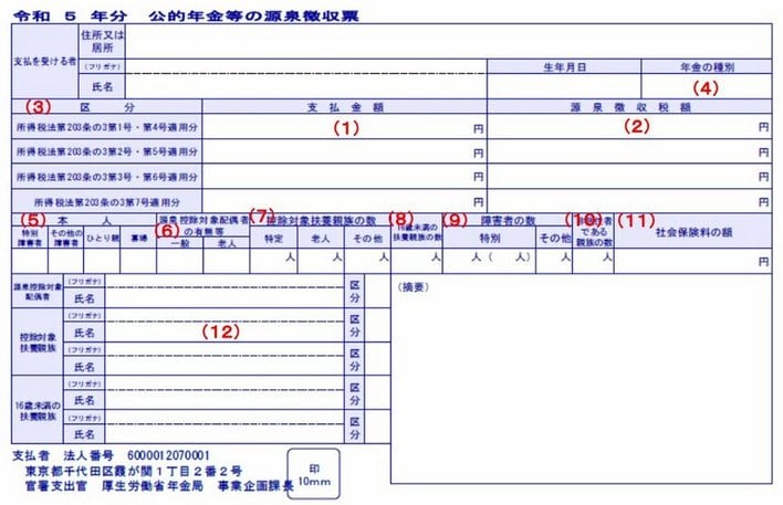 公的年金等の源泉徴収票