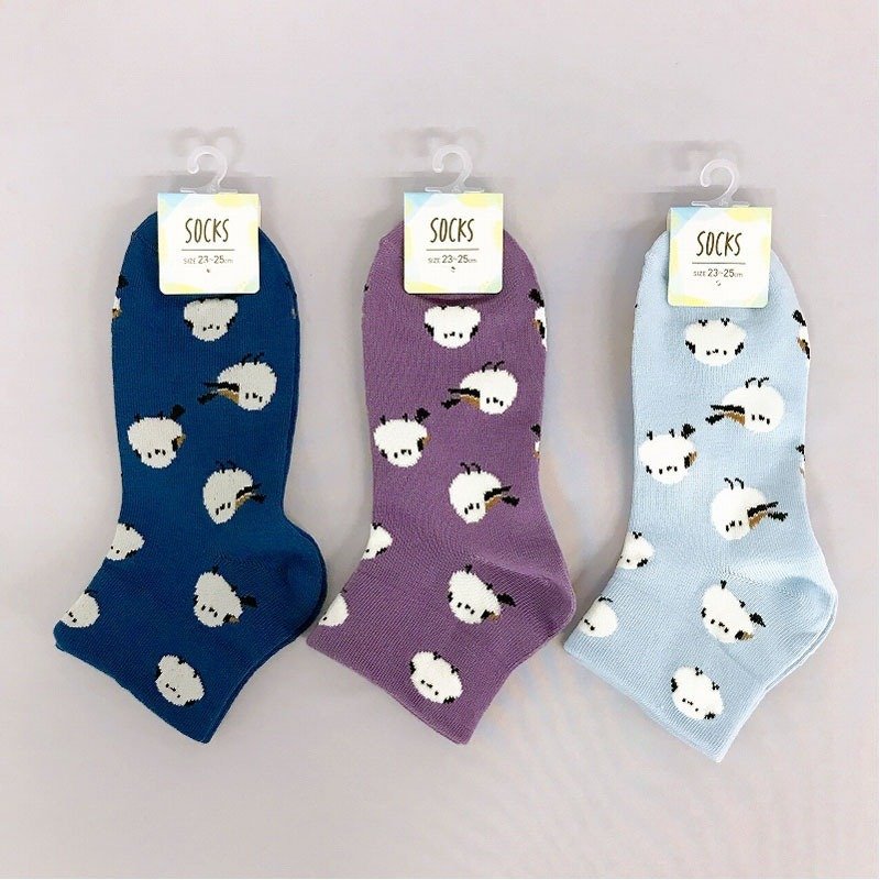 キャンドゥ公式 婦人靴下 アンクル丈 シマエナガ総柄