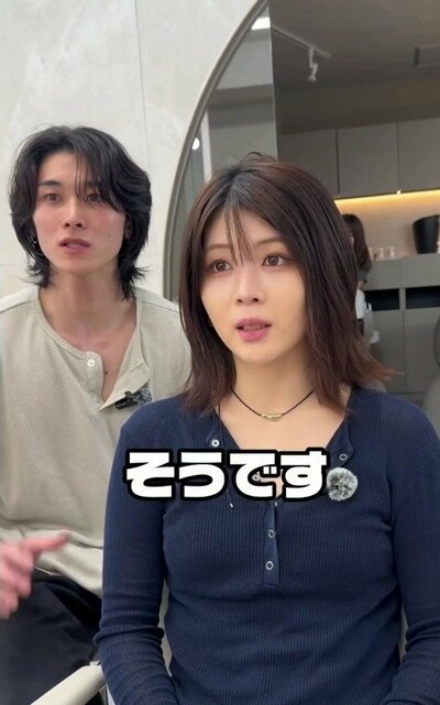 肩につくくらいのレイヤーボブだった来店時の様子