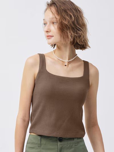 ブラフィールクロップドワッフルスクエアネックタンクトップ