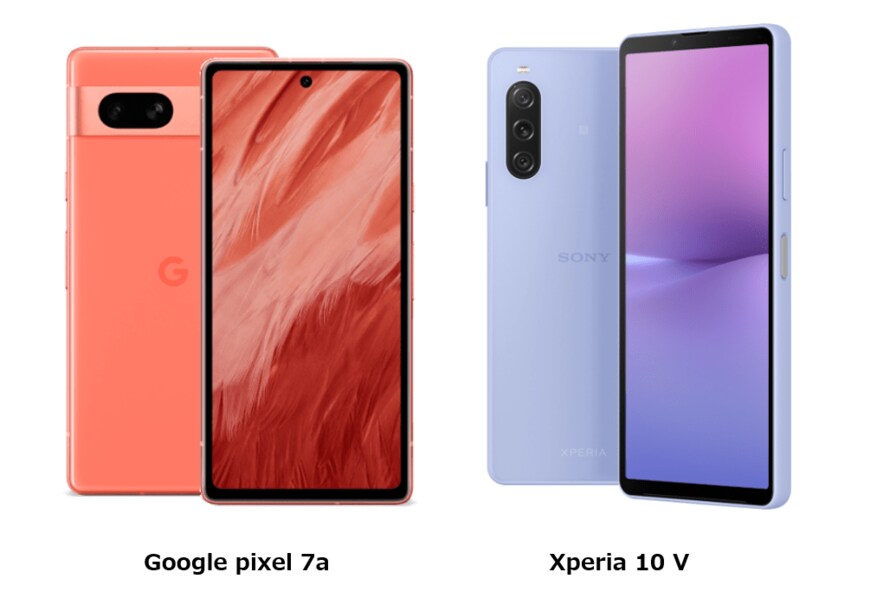 出所：Googleストア「Google pixel 7a」／Xperia公式サイト「Xperia 10 V」