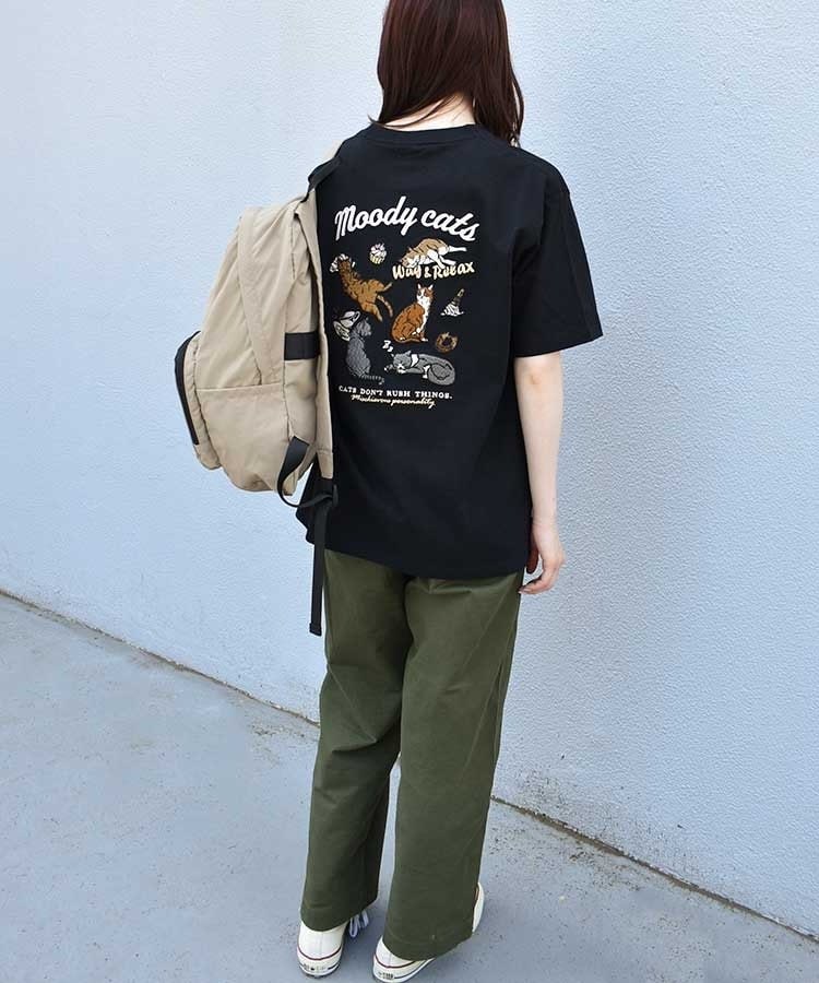 ブルーブルーエ公式　のんびりcat刺繍Tシャツ