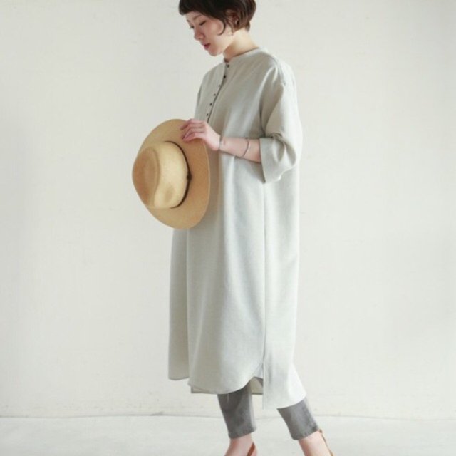 NOMBRE IMPAIR - ドライフェイクリネンロングシャツワンピース ¥15,120（税込）