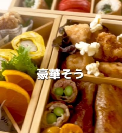 豪華に見えるけどほとんど冷食で作れる！？冷食にひと手間加えるだけで簡単可愛い「お花見お重」が話題