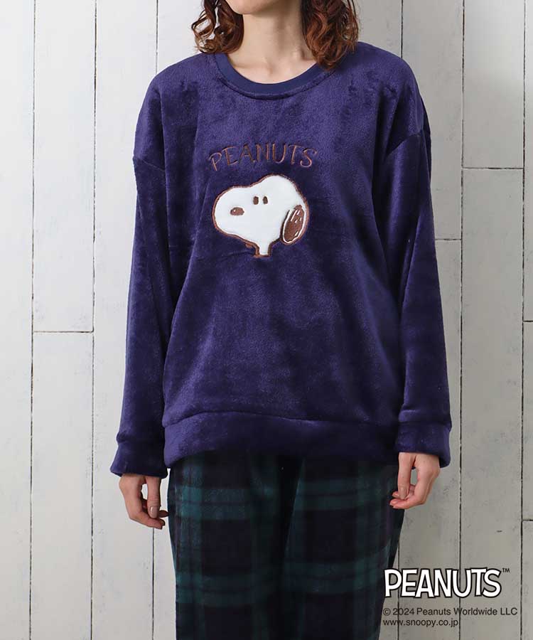 出所：ブルーブルーエ公式　スヌーピーチェックルームウェア上下セット　