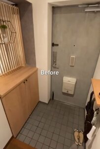 【築30年賃貸DIY】隙間に汚れがたまる玄関床→おしゃれでモダンなモルタル調にリフォーム「カットしてはめるだけ」で完成！