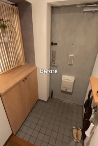 【築30年賃貸DIY】隙間に汚れがたまる玄関床→おしゃれでモダンなモルタル調にリフォーム「カットしてはめるだけ」で完成！