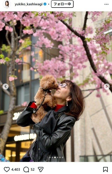 出所：柏木由紀子のInstagram（＠yukiko_kashiwagi） 参照日：2026年3月2日