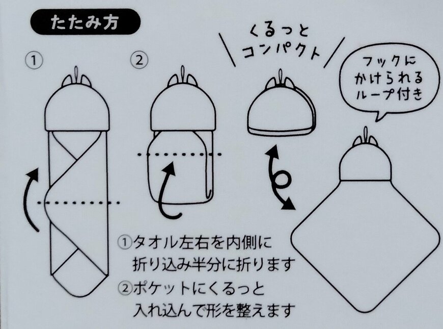 筆者撮影（セリア、ポケットタオル/チップ、デール）