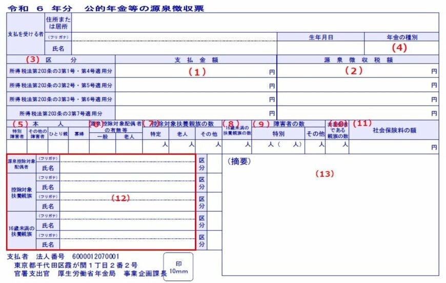 出所：日本年金機構「令和6年分 公的年金等の源泉徴収票」