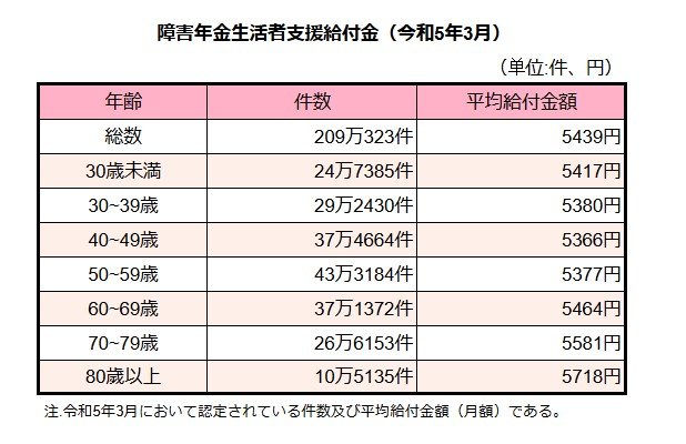 障害年金生活者支援給付金（30歳未満から80歳以上）