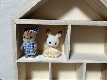 ☆木製小屋型／シルバニア風／収納ボックス／ログハウス型 ☆木製小屋