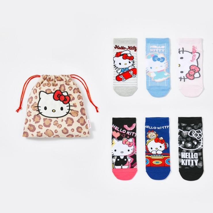 出所：しまむら 公式オンラインストア レディース　6足組ソックス（ハローキティ）・ピンク210