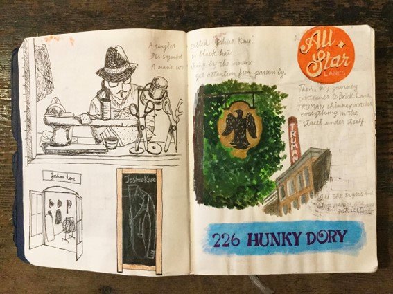 デザインはいろいろなところでインスピレーションを受けるため、スケッチが欠かせない。（画像提供：Narumi Otobe©）