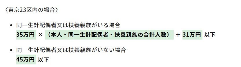 東京23区で個人住民税が非課税となる条件