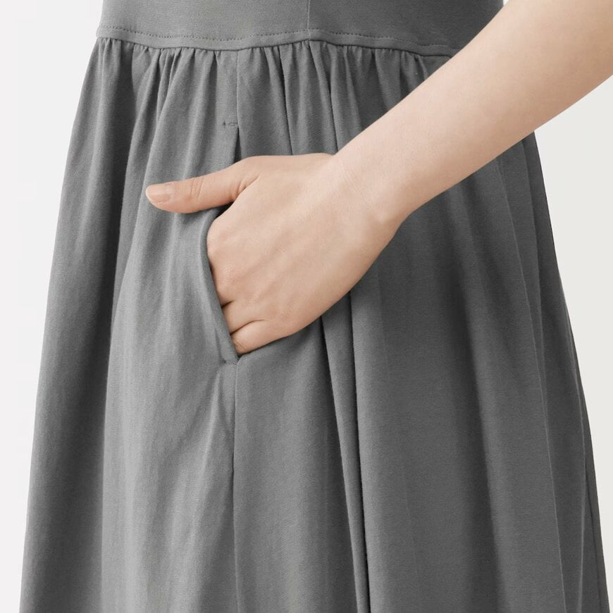 無印良品ネットストア 婦人 強撚天竺編みスリーブレスワンピース(スモーキーブルー)