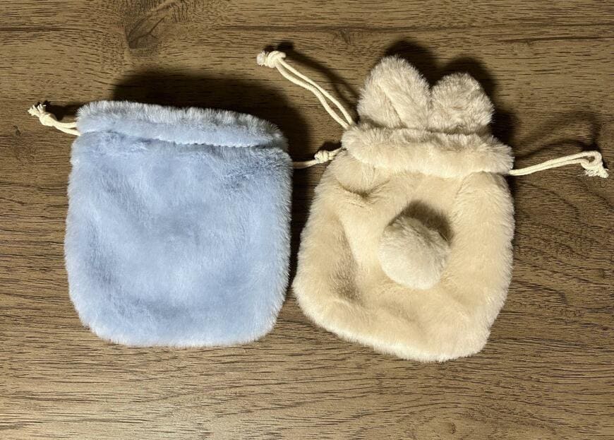 セリア、ラビット巾着袋 巾着ポーチ ナチュラルカラー