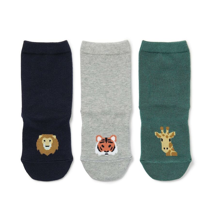 出所：無印良品ネットストア 足なり直角　3足組　動物柄靴下（キッズ）