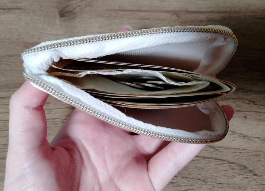 筆者撮影（セリア、革風 コインケース L字ファスナー）