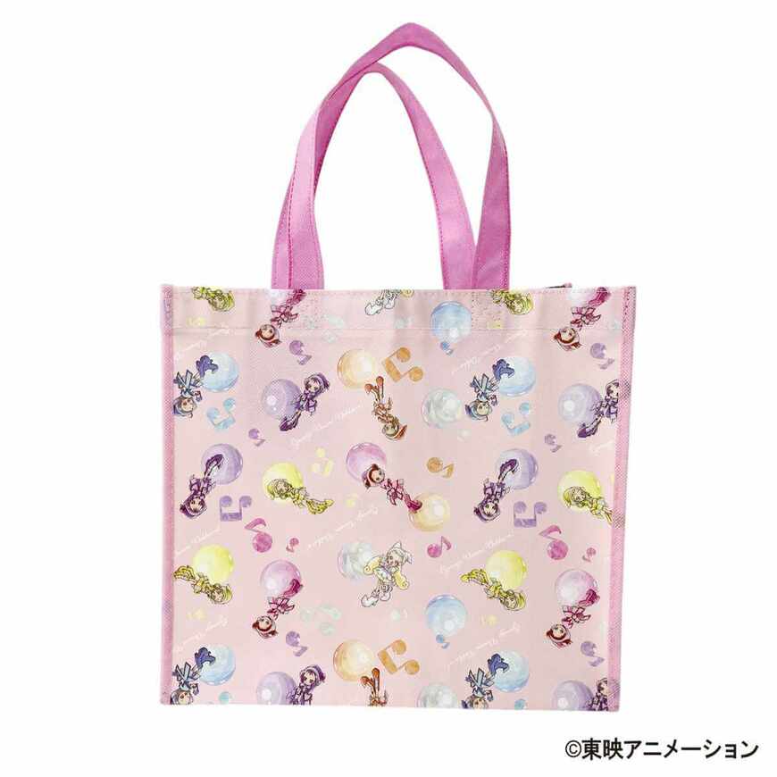出所：ワッツ公式　おジャ魔女どれみドッカ〜ン!　不織布コーティングバッグ　ピンク