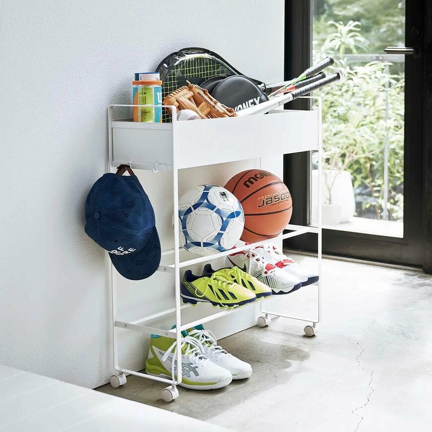 出所：山崎実業tower公式　キャスター付き 玄関収納ラック タワー