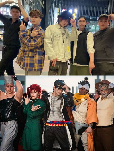 「ジョジョ」のコスプレで変身する5人