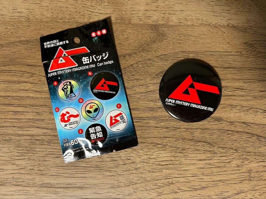筆者撮影（セリア、ムー 缶バッジ）
