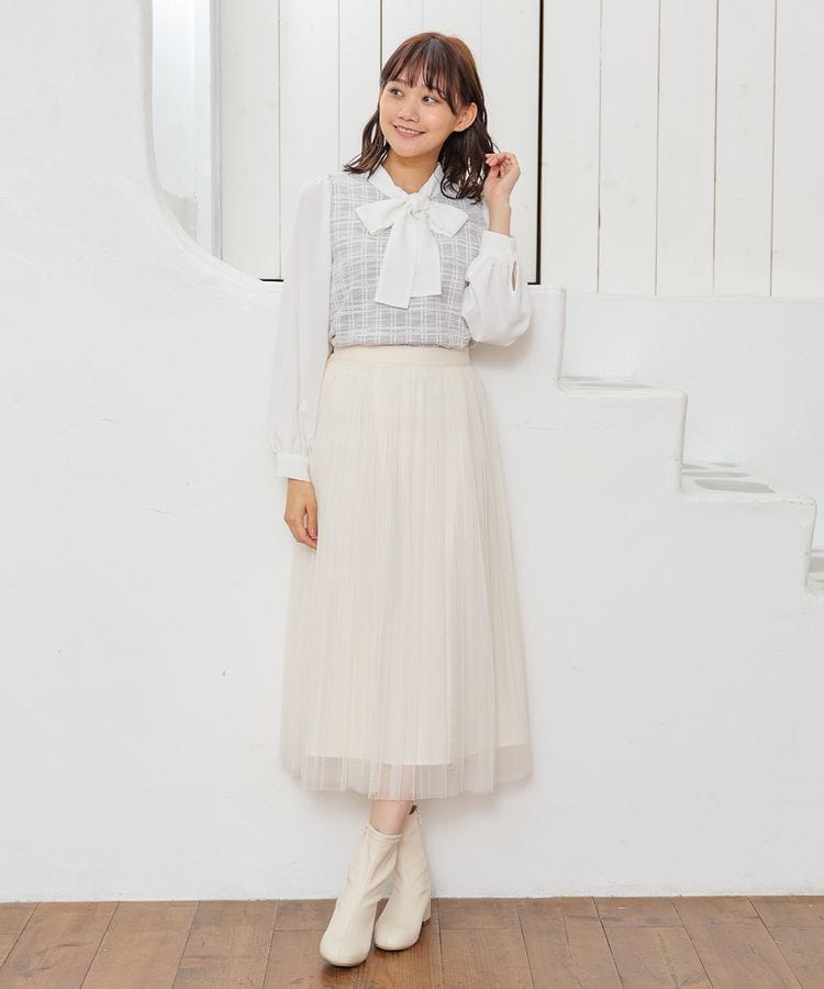出所：ハニーズ公式通販 チュールプリーツスカート