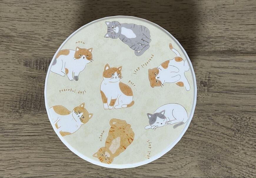 筆者撮影（セリア、ラウンドネジ式ランチボックス 猫）