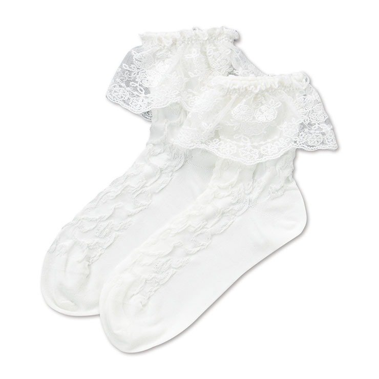 しまむら公式　レディース　クルーソックス（青木美沙子）／大きなフリルレースの画像