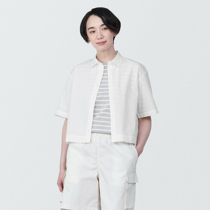 無印良品公式 婦人 涼感 ブロードレギュラーカラー半袖シャツ
