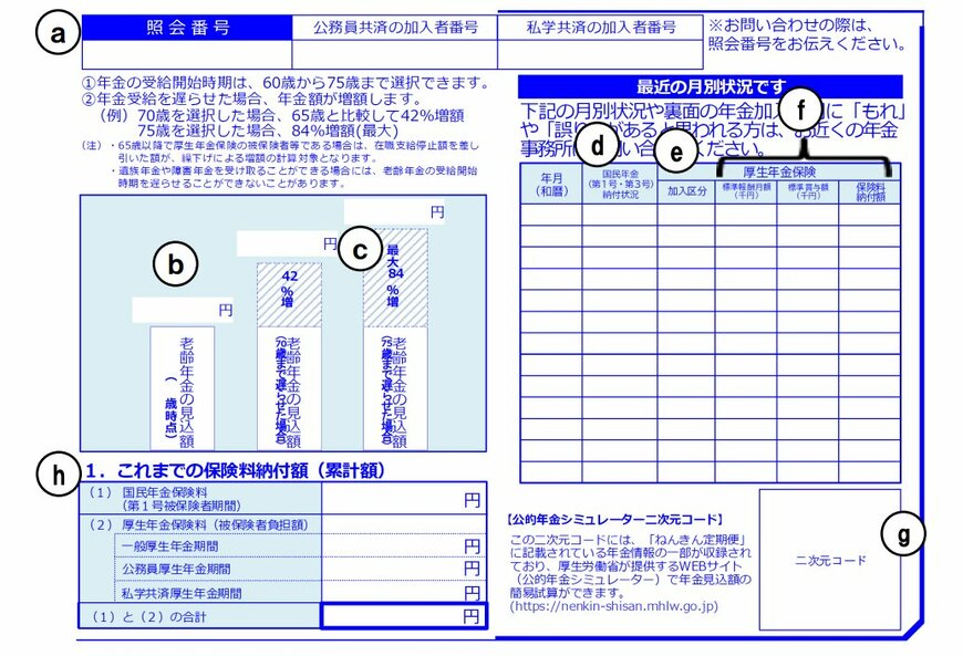 ねんきん定期便(見本)