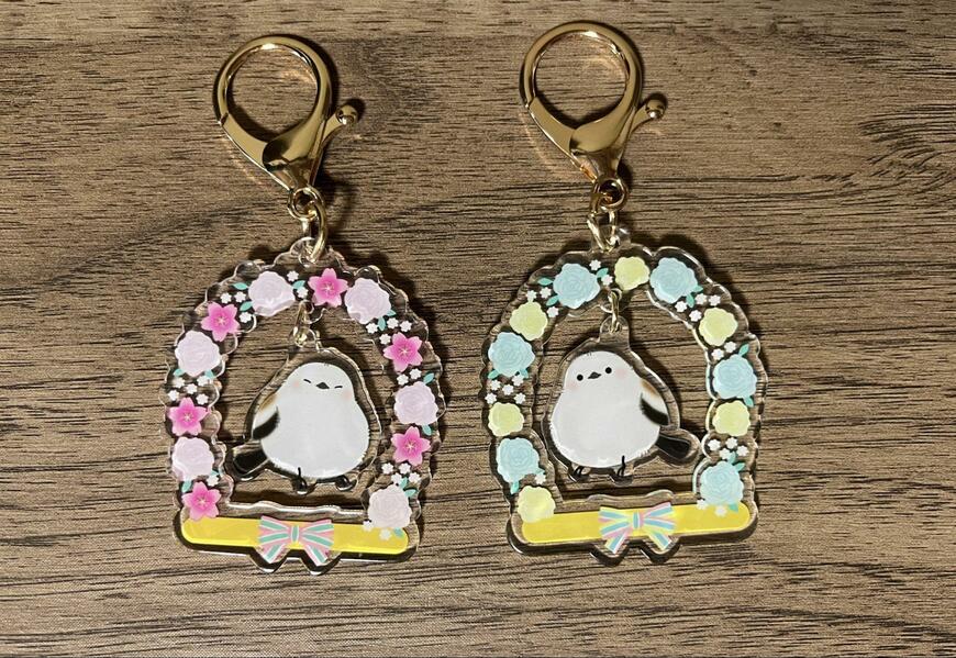 セリア、シマエナガぷらぷらキーホルダー画像