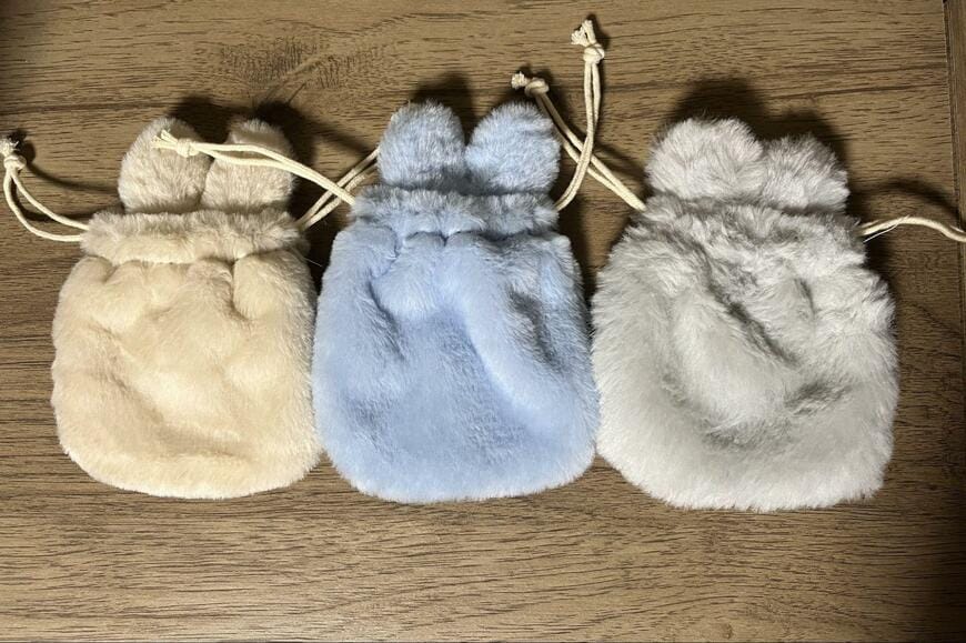 セリア、ラビット巾着袋 巾着ポーチ ナチュラルカラー