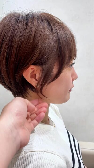 耳かけスタイルも可愛い仕上がり