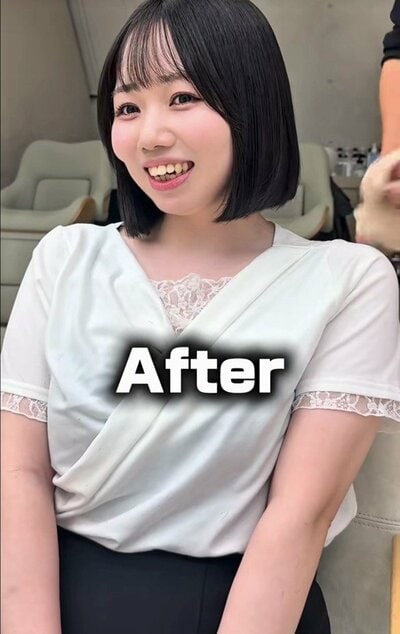 丸みのある顎ラインのボブ