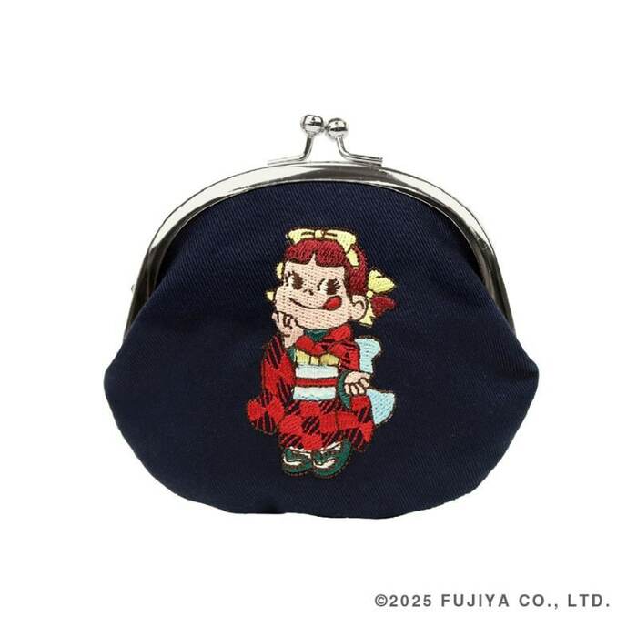 立ち姿ペコちゃん刺繍がま口（ネイビー）