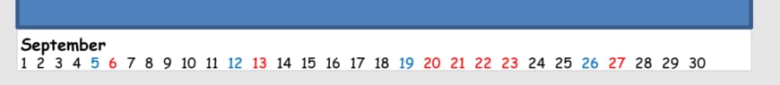 2026年9月のカレンダー