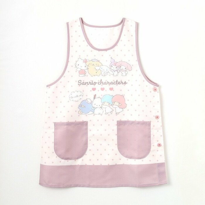 サンリオキャラクターズが仲良く寄り添ったデザインのエプロン