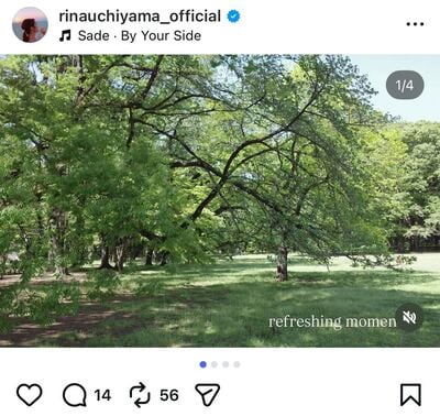 出所：内山理名のInstagram（@rinauchiyama_official）参照日：2026年4月27日