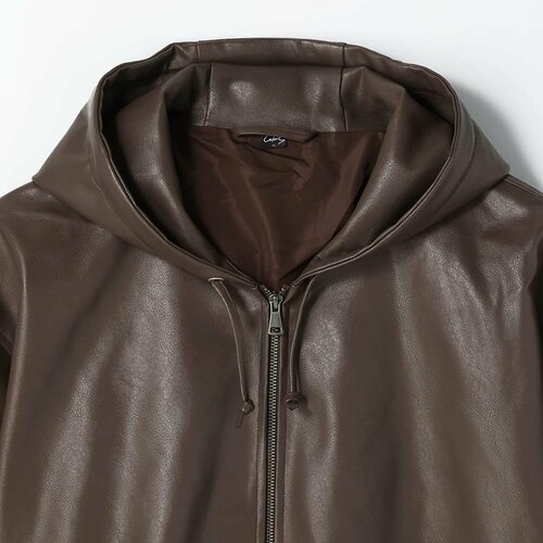 フェイクレザージップフーディ