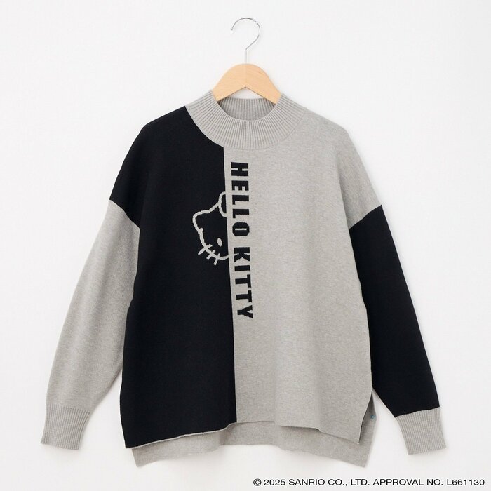 モノトーンでまとめたハローキティのジャカードニット