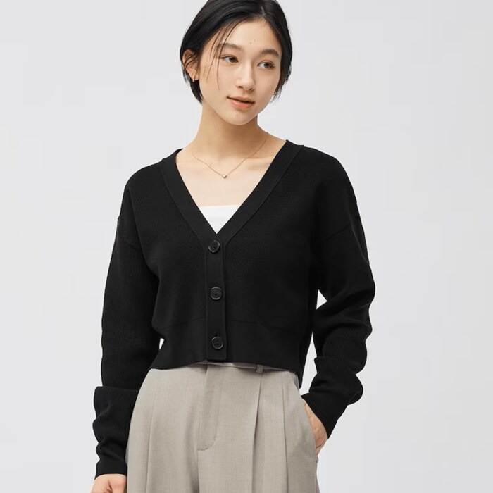 ウォッシャブルクロップドカーディガン