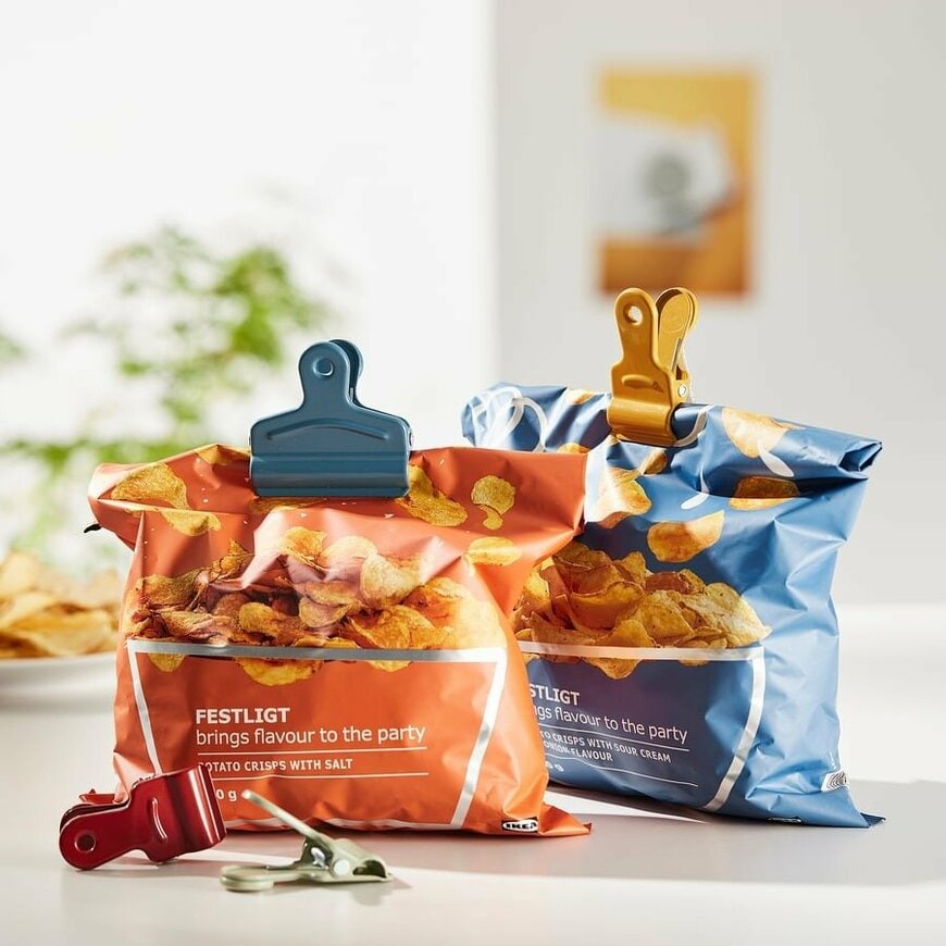 出所：IKEA公式　LJUNGJORDFLY　ユングヨルドフリー　袋止めクリップ6個セット